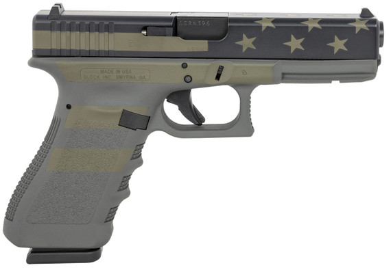 Glock UI1750204OP G17 Gen3 9mm Luger 4.49in Barrel 17+1, Operator Flag Cerakote Frame  Slide, Rough Textured Finger Grooved Grip, Safe Action Trigger (US Made)