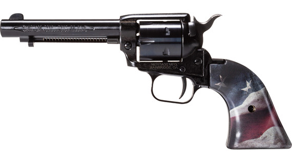 Heritage Mfg RR22B4US02 Rough Rider US Flag 2 22 LR 6 Shot 4.75 in Black Oxide Barrel, Frame Cylinder w/Black US Flag Grips