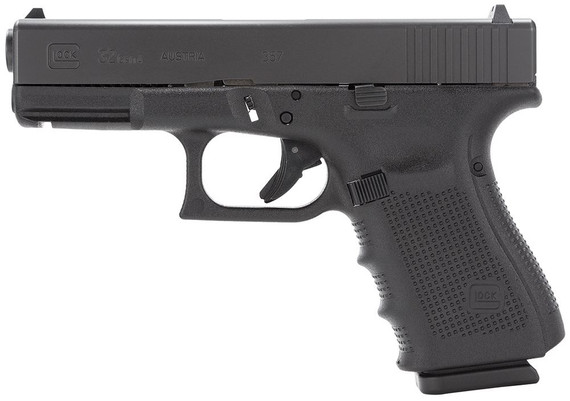 Glock PG3250203 G32 Gen4 Compact 357 Sig 13+1 4.02 in Black Polygonal, Rifled Barrel, Matte Black Serrated Slide, Black Polymer Frame w/Picatinny Rail, Black Textured Finger Grooved w/Interchangeable Backstrap Grip, Right Hand, Pistol
