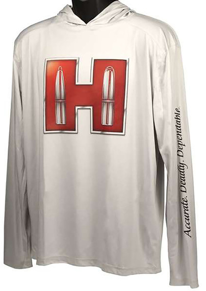 Hornady 99692L Solar Hoodie White w/Red Logo Long Sleeve Large