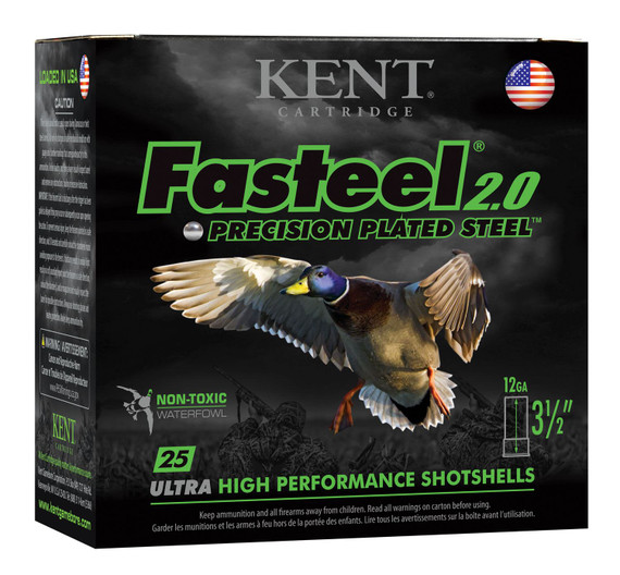 Kent Cartridge K1235FS422 Fasteel 2.0 12 Gauge 3.5 in 1-1/2 oz 2 Shot 25 Bx/ 10 Cs