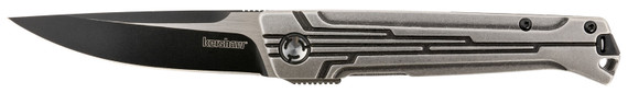Kershaw 2060 Noventa 3.30 in Folding Drop Point Plain Black Oxide/Satin D2 Steel Blade/Stonewashed w/Decorative Texturing Stainless Steel Handle Includes Pocket Clip