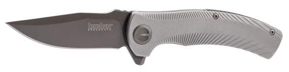 Kershaw 3490 Seguin 3.10 in Folding Drop Point Plain Gray PVD 8Cr13MoV SS Blade Bead Blasted Steel Handle