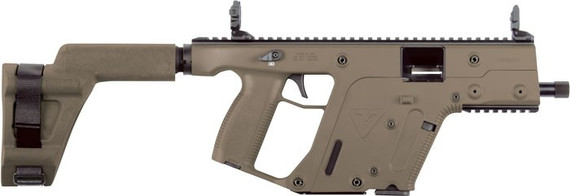 Kriss Vector Gen II SDP-SB Pistol KV45-PSBFD20, 45 ACP, 5.5 Threaded BBL,Semi-Auto, Poly Grips, Flip-Up Sights, FDE Finish, 13 Rds, No Brace