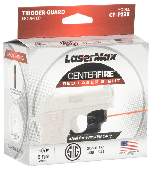 LaserMax CFP238 Centerfire Laser Red Laser for Sig P238,P938 Black Housing