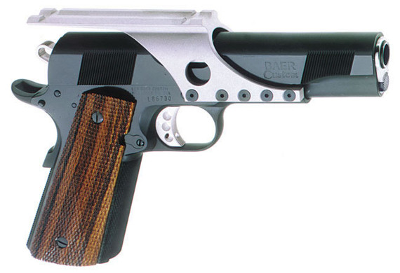 Les Baer 1911 Bullseye Wadcutter Pistol LBBWP645OSM, .45 ACP, 6 in BBL, Bear Optical Scope Mount, Chk Cocobolo Grips, Blue Finish, 7 Rds