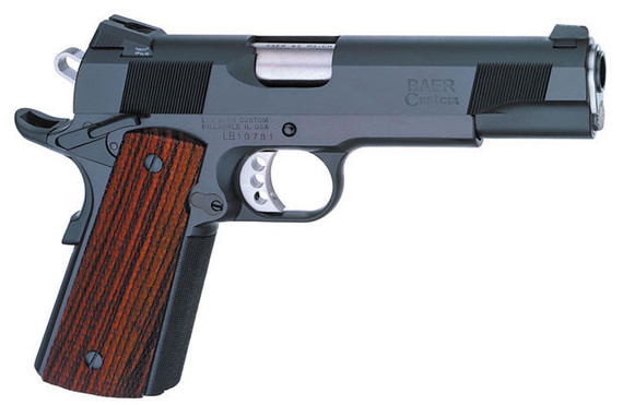 Les Baer 1911 Custom Carry Pistol LBCCS445, .45 ACP, 4.25 in Commanche Length BBL, Prem Chk Cocobolo Grips, Stainless Finish, 8 Rds