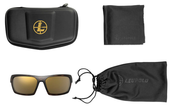 Leupold 179094 Packout Polycarbonate Bronze Mirror Lens Matte Tortoise Polyamide Wraparound Frame Includes Carrying Case, Bag, & Lens Cloth