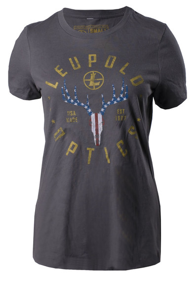 Leupold 179150 American Whitetail Ladies T-Shirt Gray Medium Short Sleeve