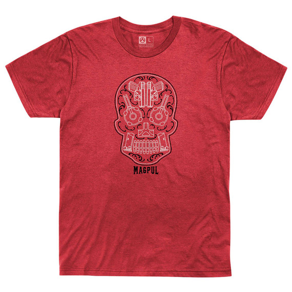 Magpul MAG12176123XL Sugar Skull Men's T-Shirt Red Heather Short Sleeve 3XL
