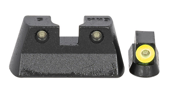 Meprolight USA 477773121 Mepro Hyper-Bright Self-Illuminated Sights Fixed Tritium Yellow Front, Green Rear Black Frame for CZ 75