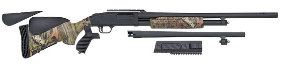 Mossberg 500 Combo Deer/Security Shotgun 55131, 12 Ga, 24 in&18.5 in BBL, Pump, MOBUI Camo Syn Stock w/ pistol grip, Matte Blue Finish,