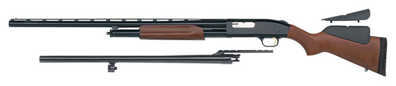 Mossberg 500L Left-Handed Hunting Field/Deer Combo Shotgun 59814, 28 in VR Ported/24 in Ported in BBL , 3 in Chmbr, Pump, Wood Stock (Dual Comb), Blued Finish, 6+1 Rds