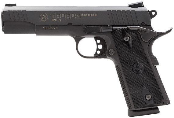 Taurus 1191101FS 1911 Full Size 45 ACP 8+1 5 in Matte Stainless Steel Barrel, Matte Black Serrated Steel Slide & Frame, Black Checkered Polymer Grip, Right Hand, Pistol