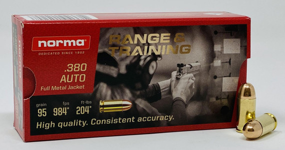 Norma Ammunition (RUAG) 620140050 Range and Training 380 ACP 95 gr Full Metal Jacket (FMJ) 50 Bx/ 20 Cs