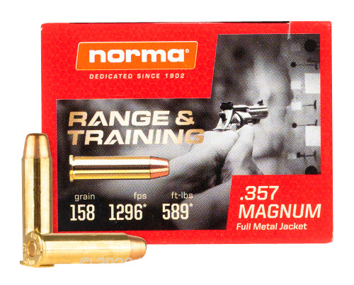 Norma Ammunition (RUAG) 620640050 Range and Training 357 Mag 158 gr Full Metal Jacket (FMJ) 50 Bx/ 20 Cs