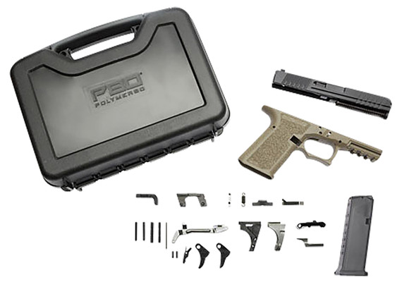 Polymer80 PFC9AFTFDE PFC9 Serialized Compact AFT Kit 9mm Luger Flat Dark Earth Polymer Frame Aggressive Textured Flat Dark Earth Polymer Grips Includes 15rd Mag & Carry Case