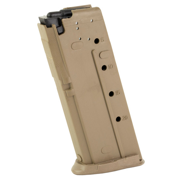 ProMag Mag, 5.7X28MM, 20 Rounds, Fits FN Five-seveN USG 5.7x28mm pistol, Polymer Construction, Flat Dark Earth FNH-A1-FDE