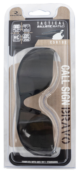 Radians CSB102-2CS Bravo Glasses 99% UV Rated Black Frame with Gray Rubber Temple Sleeves
