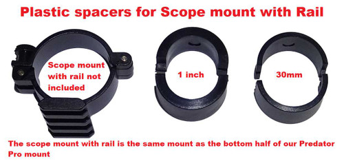 Scope mount with rail spacers for night hunting fishing tracking and outdoor use.