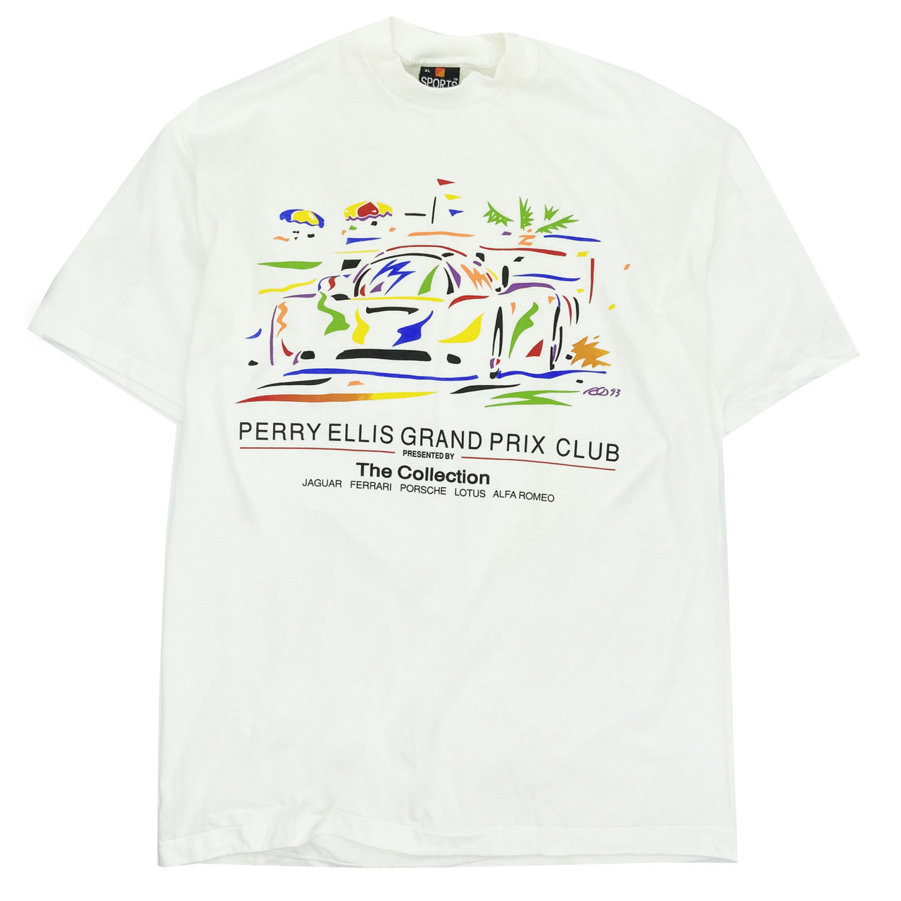 Vintage 93 Perry Ellis Grand Prix Motors Club T Shirt