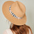 Straw  Panama hat  with Plaid Ribbon (Beige)