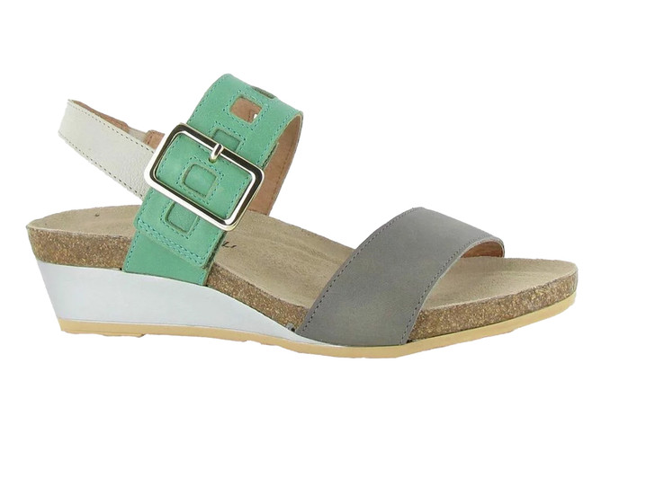 Naot Women's Dynasty Sandal - Foggy Gray-Jade-Ivory Leather