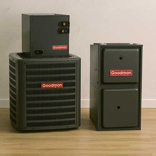 Goodman 3 Ton 15.2 Seer2 Air Conditioner with 96% Gas Furnace, &  Cased Coil