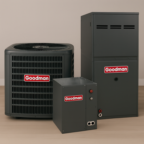 Goodman 1.5 Ton 14.3 Seer2 Air Conditioner with 80% Gas Furnace & Cased Coil
