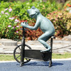 Workout Frog on Bicycle Garden Sculpture