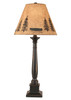 Distressed Black Square Candlestick Table Lamp w/ Canoe Scene Shade