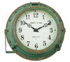 Porthole Clock with Stand -  Verdigris Iron 14"