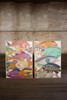 Set of 2 Colorful Fish Oil Paintings with Gold Frames