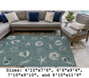 Teal Carmel Shells Indoor/Outdoor Rug -  Rectangle Lifestyle