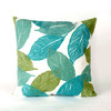 Visions Aqua Mystic Leaf Indoor/Outdoor Throw Pillow -  Square