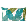 Visions Aqua Mystic Leaf Indoor/Outdoor Throw Pillow -  Lumbar Rectangle