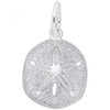 Keyhole Sand Dollar Charm - Sterling Silver and 14k White Gold
