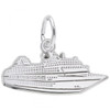 Flat Cruise Ship Charm -Sterling Silver and 14k White Gold