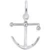 Kedge Anchor Charm - Sterling Silver and 14k White Gold