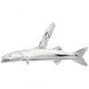 Barracuda Fish Charm - Sterling Silver and 14k White Gold