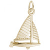 Striped Sloop Sailboat Charm - Gold Plate, 10k Gold, 14k Gold