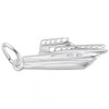 Flat Speed Boat Charm -Sterling Silver and 14k White Gold
