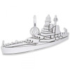 Flat USS NC Ship Charm - Sterling Silver and 14k White Gold