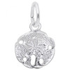 Sand Dollar Accent Charm - Sterling Silver and 14k White Gold