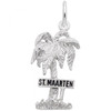 "St. Maarten" Palm Tree Charm - Sterling Silver and 14k White Gold