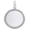 Small Rope Disc Disc Charm - Identical Front and Back - Sterling Silver and 14k White Gold - Optional Engraving