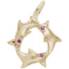 Dolphin Ring with Pink Stone Accent - Gold Plate, 10k Gold, 14k Gold