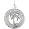 "Palm Springs" Palm Tree Ring Charm with Pearl Accent -Sterling Silver and 14k White Gold