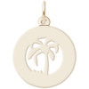 "Florida" Palm Tree Ring Charm with Pearl Accent - Engraveable Backside - Gold Plate, 10k Gold, 14k Gold