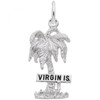 "Virgin Islands" Palm Tree Charm - Sterling Silver and 14k White Gold